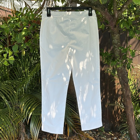 MOSCHINO COUTURE! Luxury Designer White Cotton Cropped Ankle Pants size 6 - Picture 2 of 8